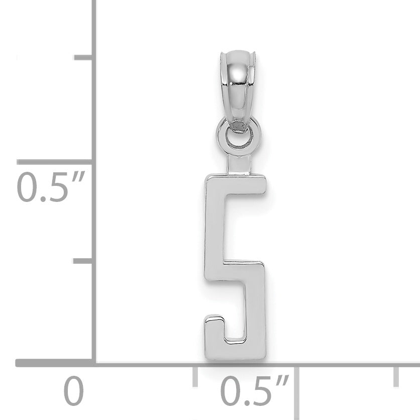 14K White Gold 14Kw Polished Number 5 Pendant