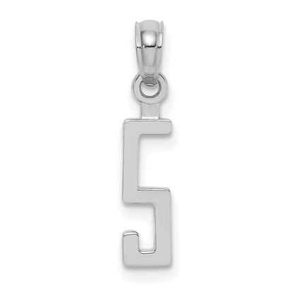 14K White Gold 14Kw Polished Number 5 Pendant