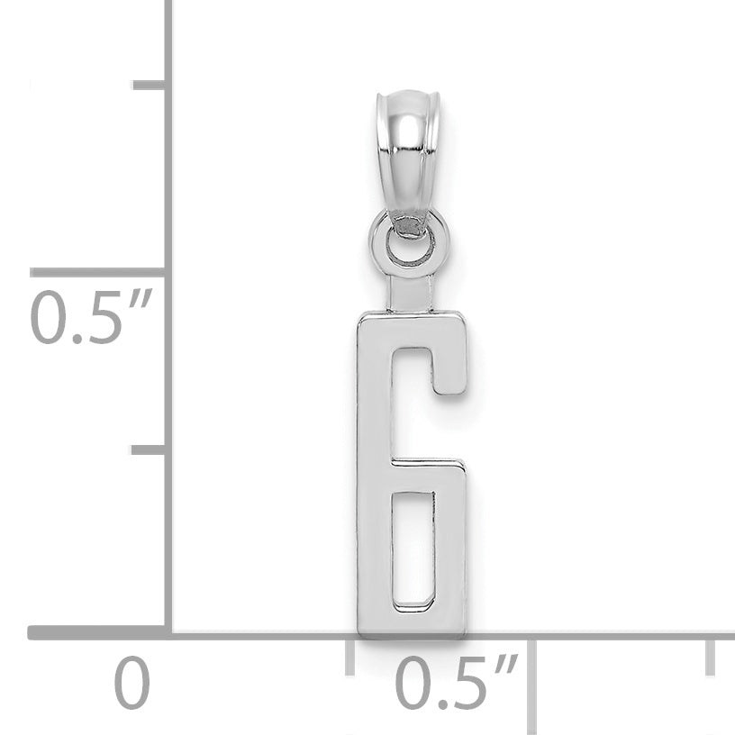 14K White Gold 14Kw Polished Number 6 Pendant