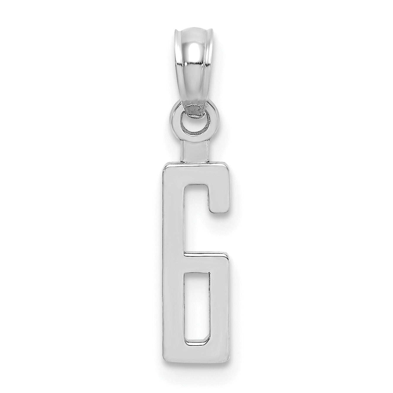 14K White Gold 14Kw Polished Number 6 Pendant