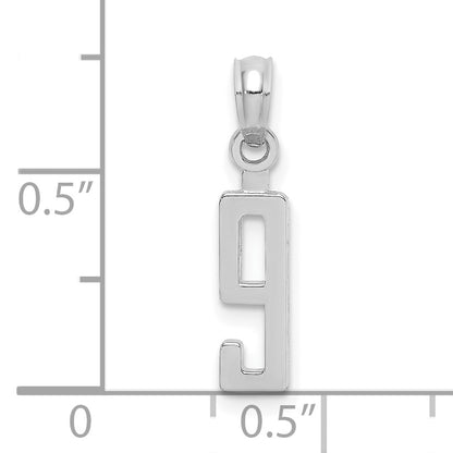 14K White Gold 14Kw Polished Number 9 Pendant