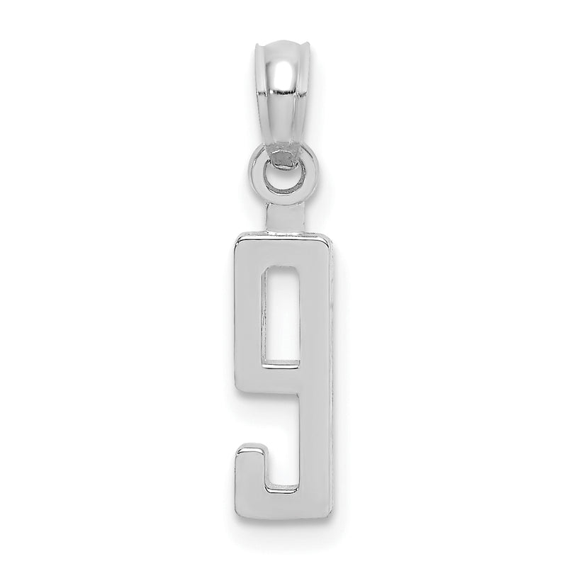 14K White Gold 14Kw Polished Number 9 Pendant