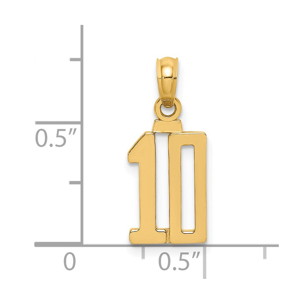 14K Yellow Gold Polished Number 10 Pendant