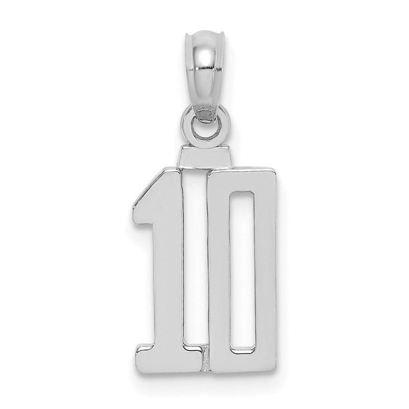 14K White Gold 14Kw Polished Number 10 Pendant