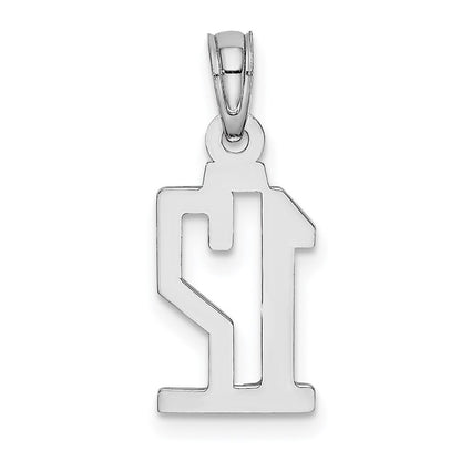 14K White Gold 14Kw Polished Number 12 Pendant