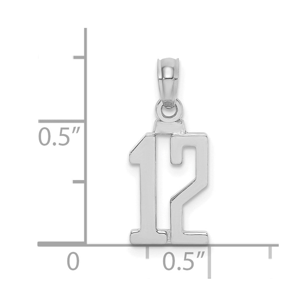 14K White Gold 14Kw Polished Number 12 Pendant