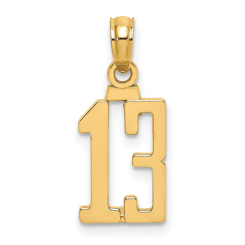 14K Yellow Gold Polished Number 13 Pendant