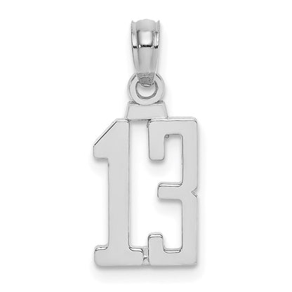 14K White Gold 14Kw Polished Number 13 Pendant