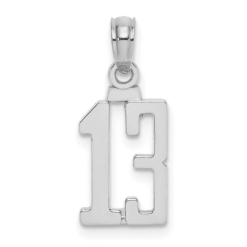 14K White Gold 14Kw Polished Number 13 Pendant