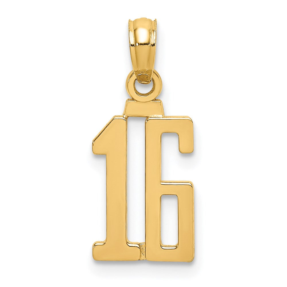 14K Yellow Gold Polished Number 16 Pendant