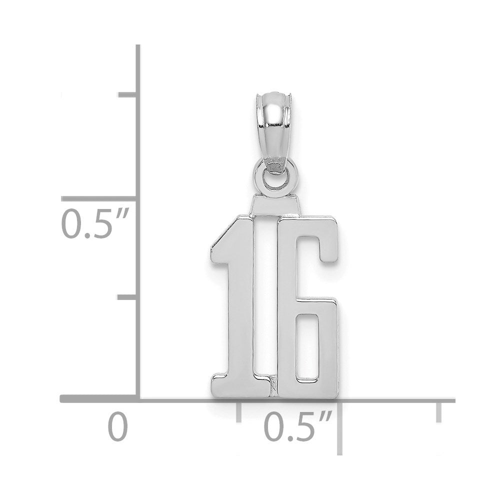14K White Gold 14Kw Polished Number 16 Pendant