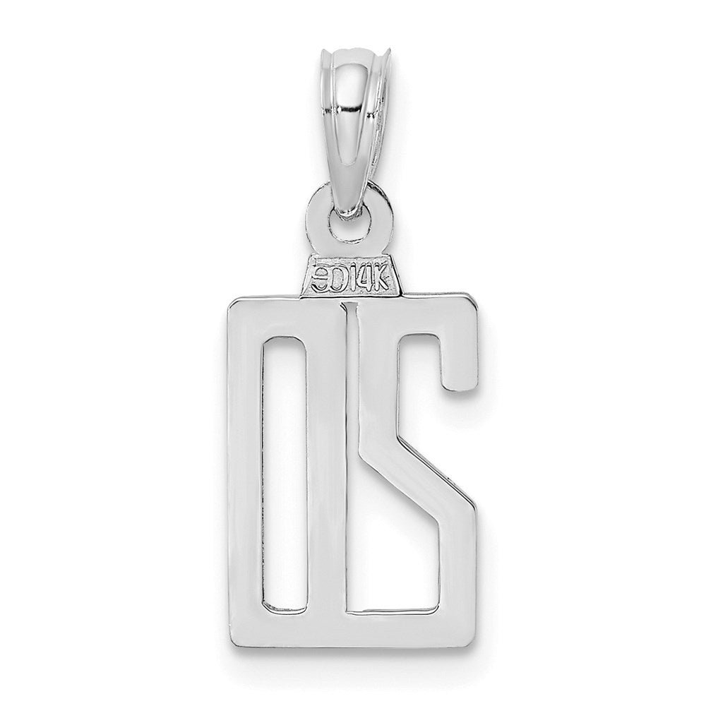 14K White Gold 14Kw Polished Number 20 Pendant