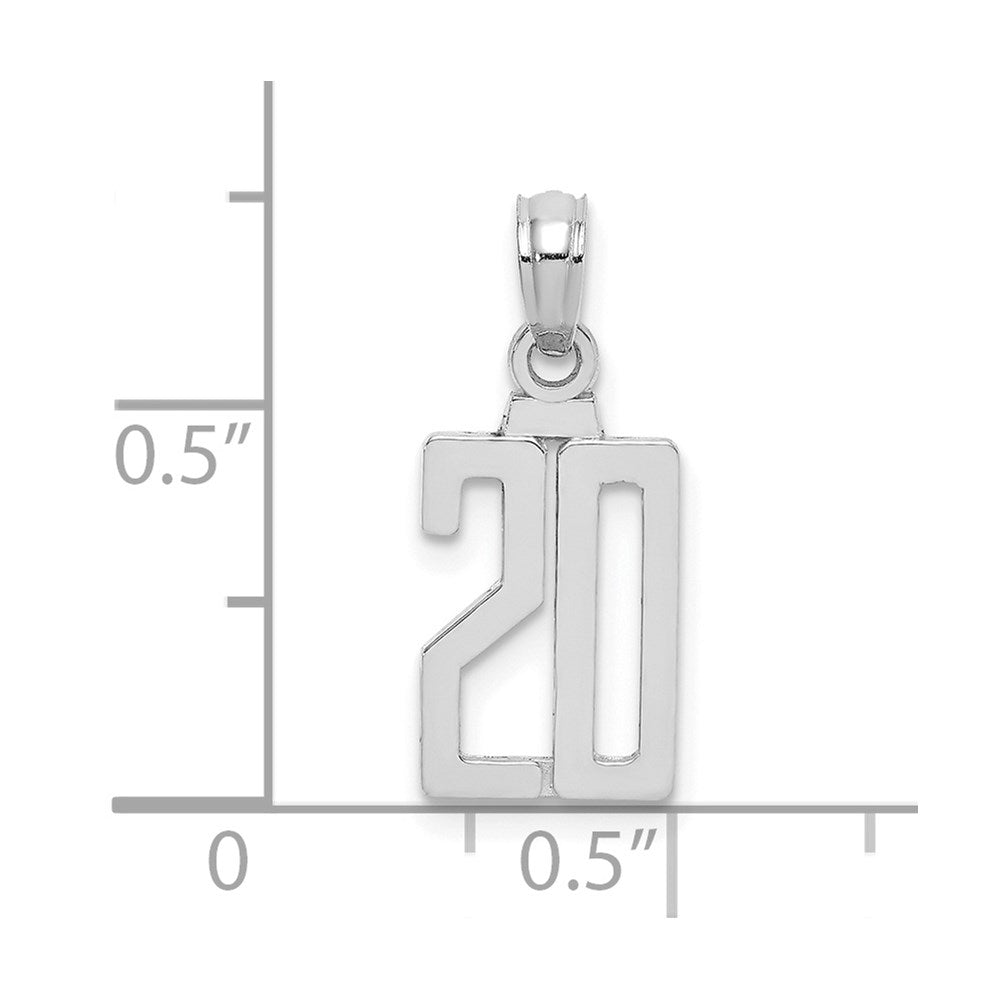 14K White Gold 14Kw Polished Number 20 Pendant