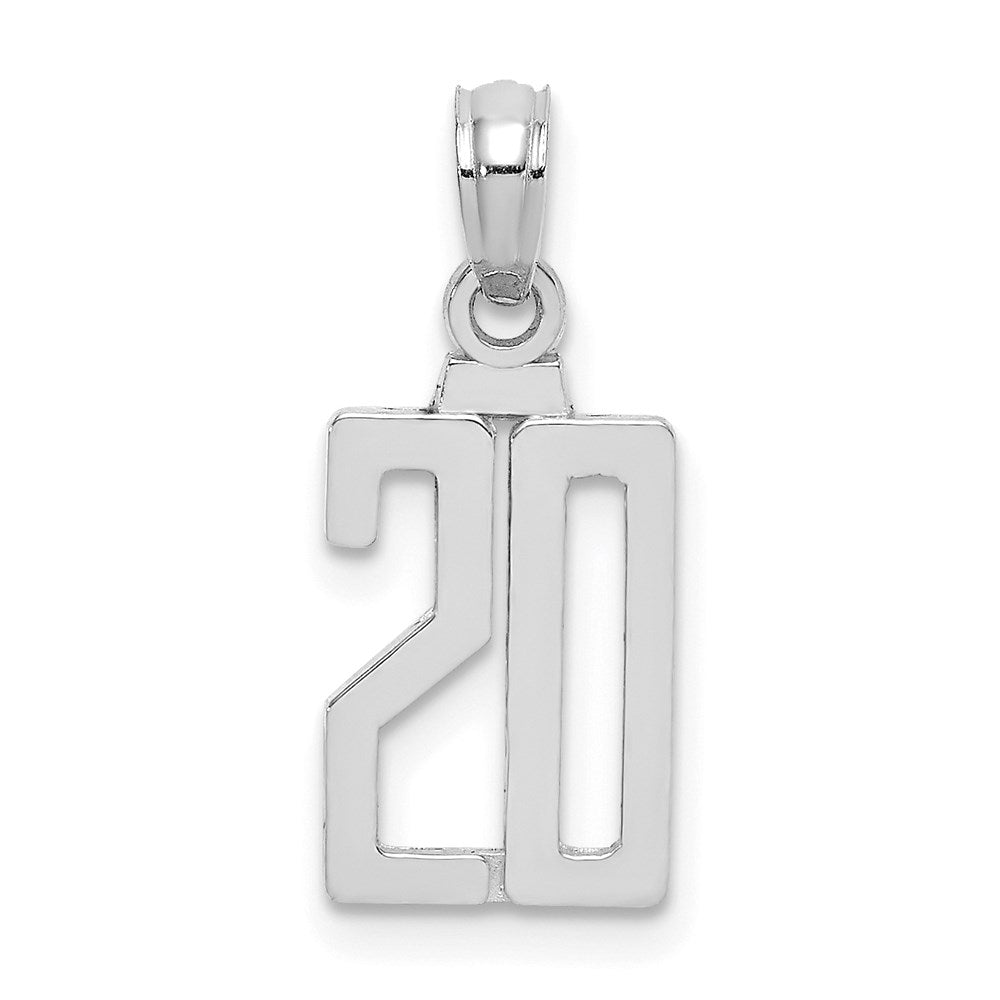 14K White Gold 14Kw Polished Number 20 Pendant