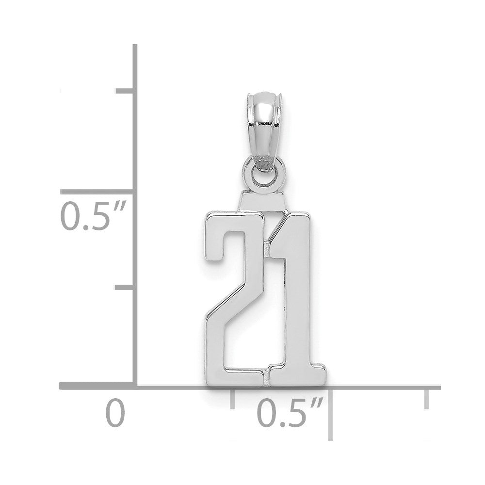 14K White Gold 14Kw Polished Number 21 Pendant