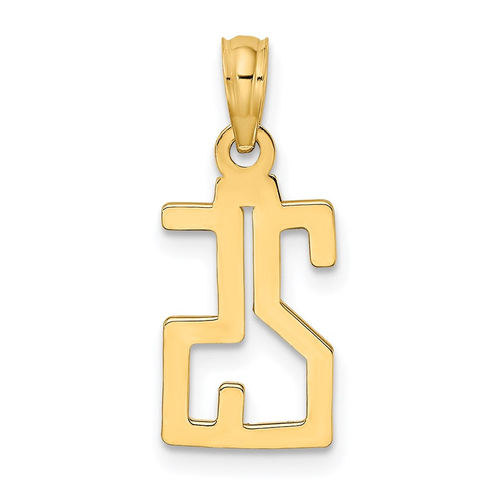 14K Yellow Gold Polished Number 25 Pendant