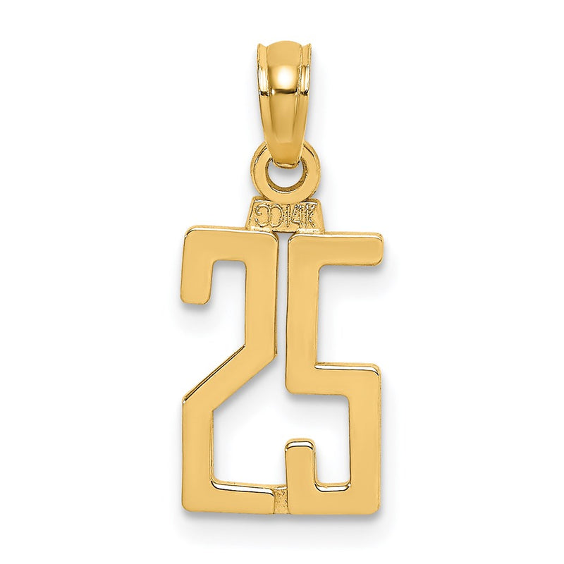 14K Yellow Gold Polished Number 25 Pendant