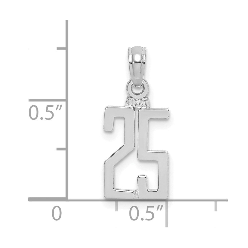 14K White Gold 14Kw Polished Number 25 Pendant