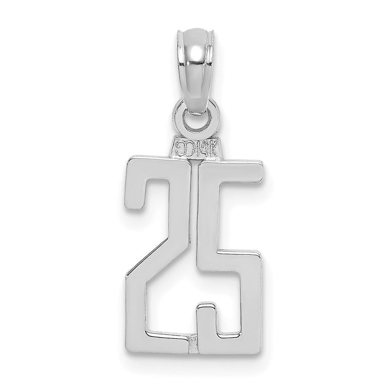 14K White Gold 14Kw Polished Number 25 Pendant
