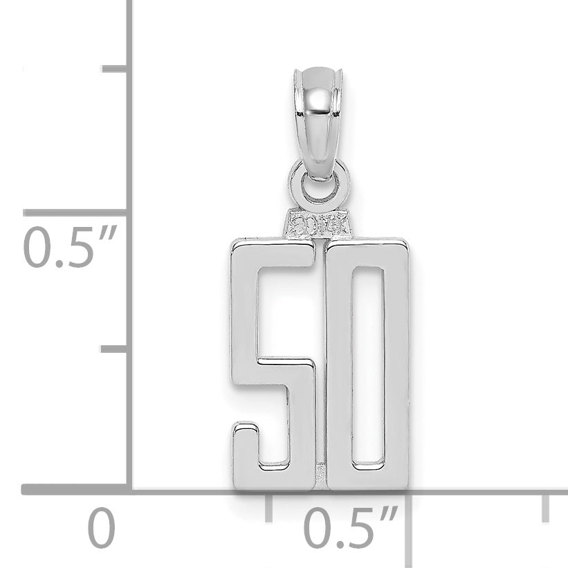 14K White Gold 14Kw Polished Number 50 Pendant