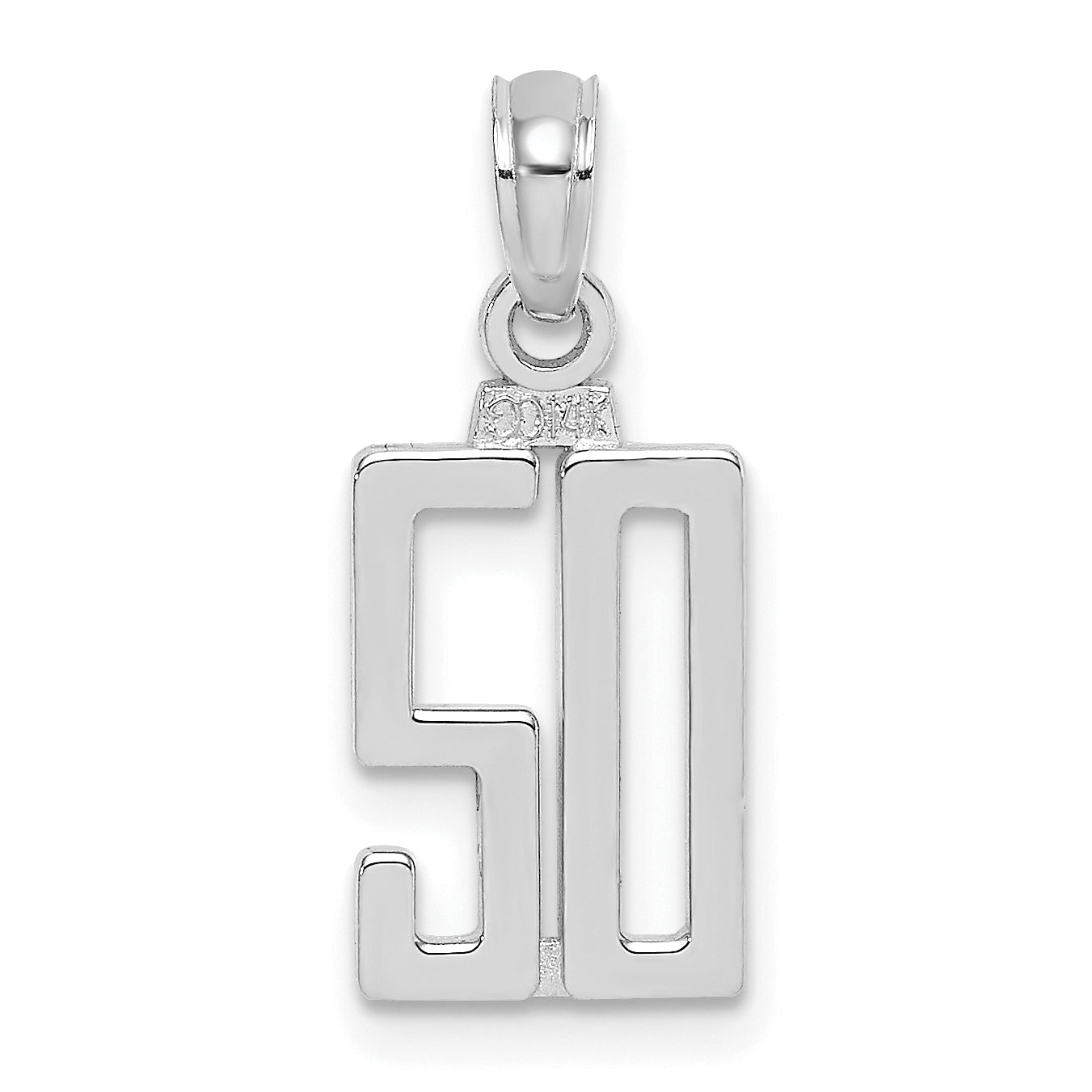 14K White Gold 14Kw Polished Number 50 Pendant