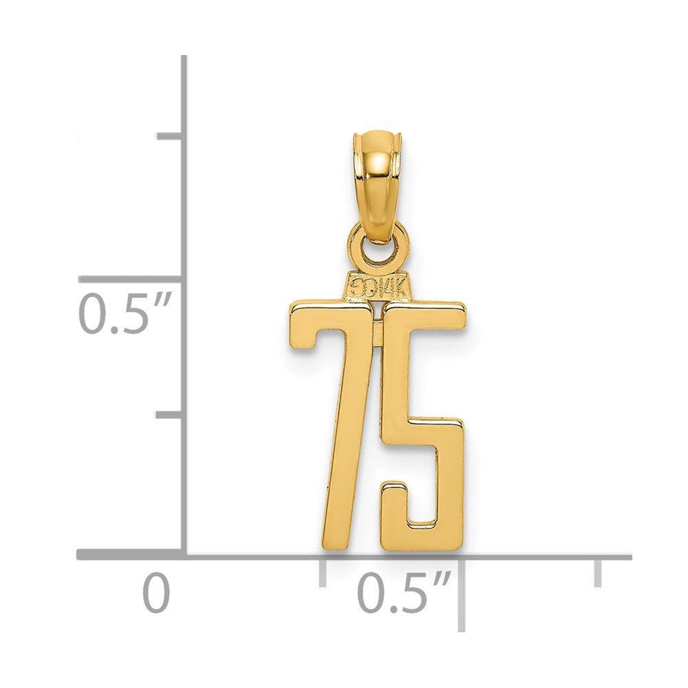 14K Yellow Gold Polished Number 75 Pendant