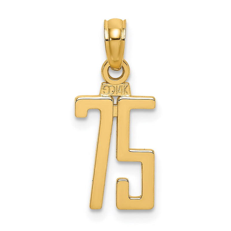 14K Yellow Gold Polished Number 75 Pendant