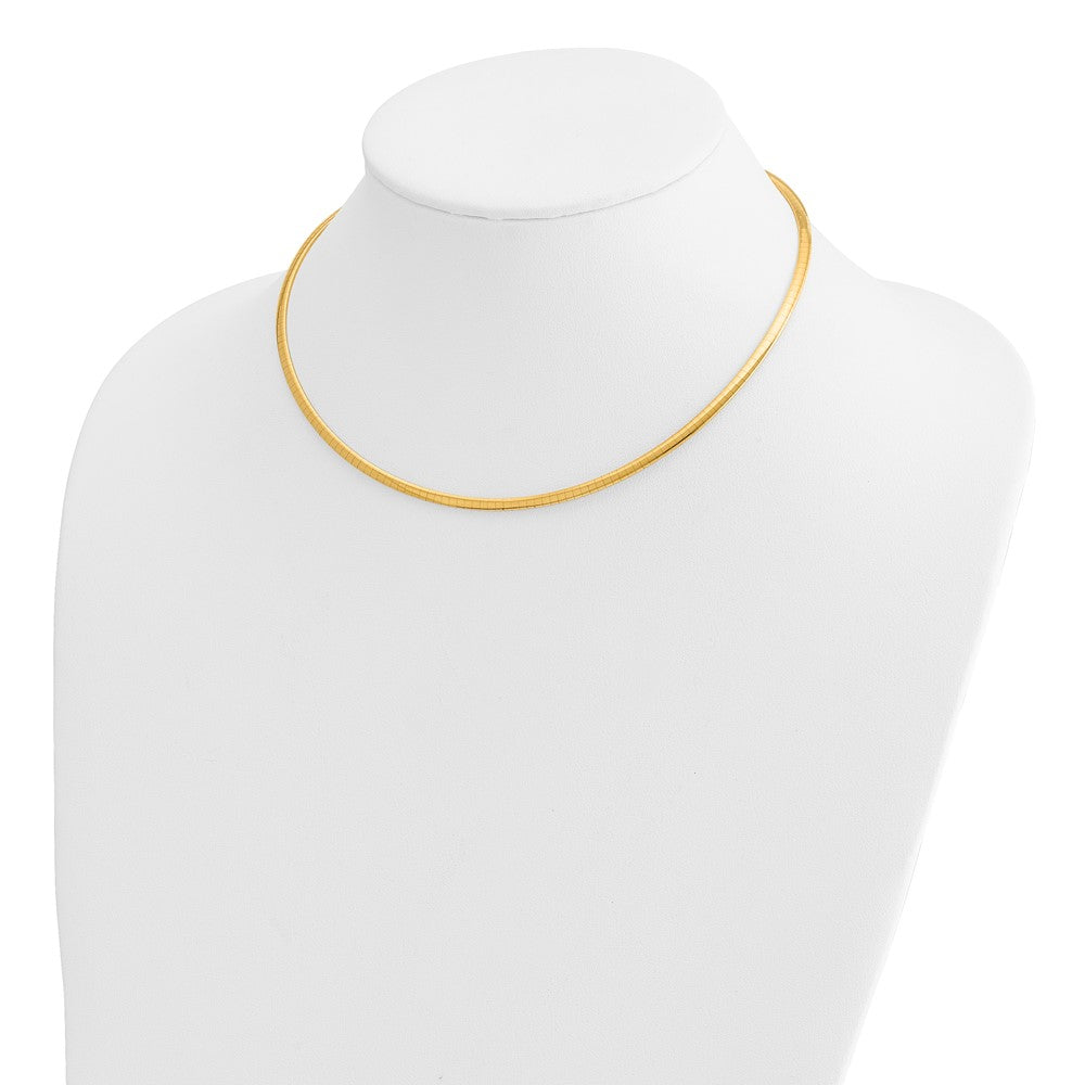 14K Yellow Gold 3mm Domed Omega Necklace
