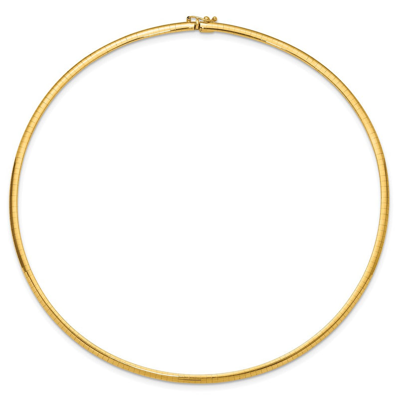 14K Yellow Gold 3mm Domed Omega Necklace