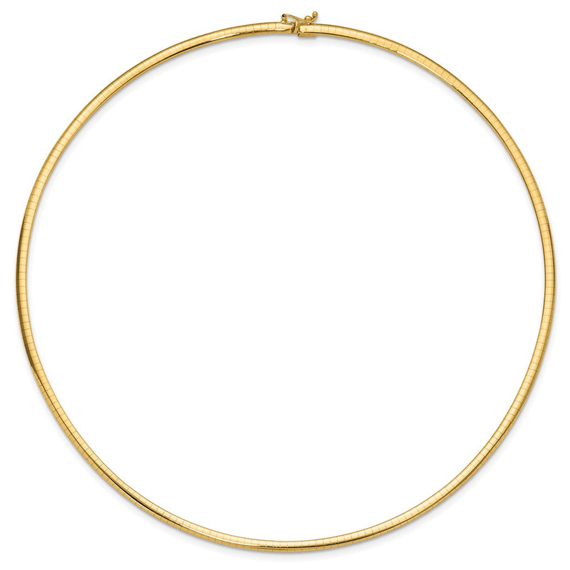 14K Yellow Gold 3mm Domed Omega Necklace