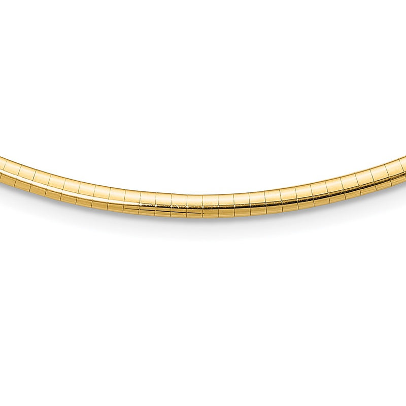 14K Yellow Gold 3mm Domed Omega Necklace