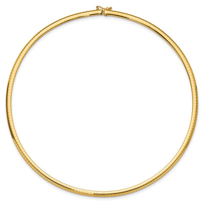 14K Yellow Gold 4mm Domed Omega Necklace