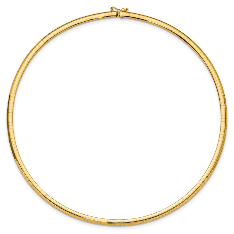 14K Yellow Gold 4mm Domed Omega Necklace