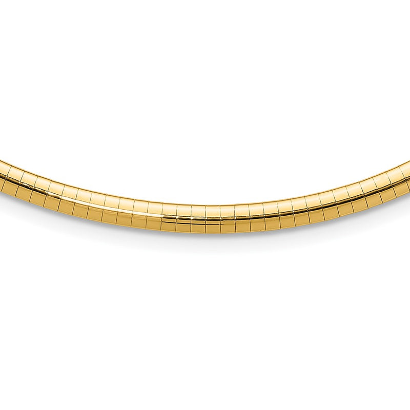 14K Yellow Gold 4mm Domed Omega Necklace