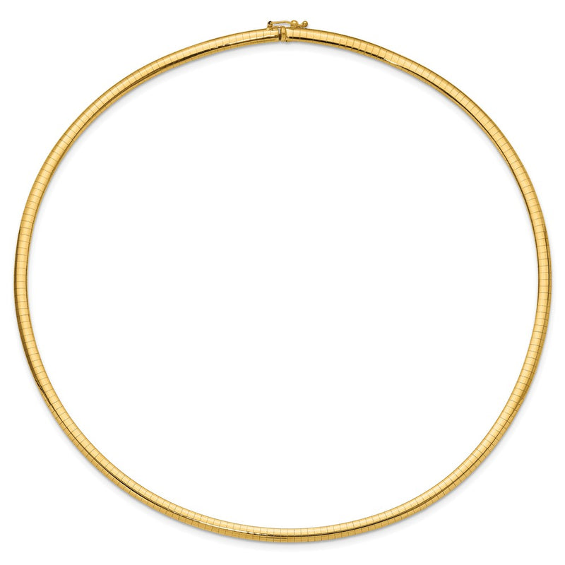 14K Yellow Gold 4mm Domed Omega Necklace