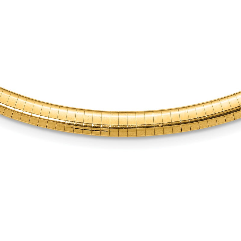 14K Yellow Gold 6mm Domed Omega Necklace