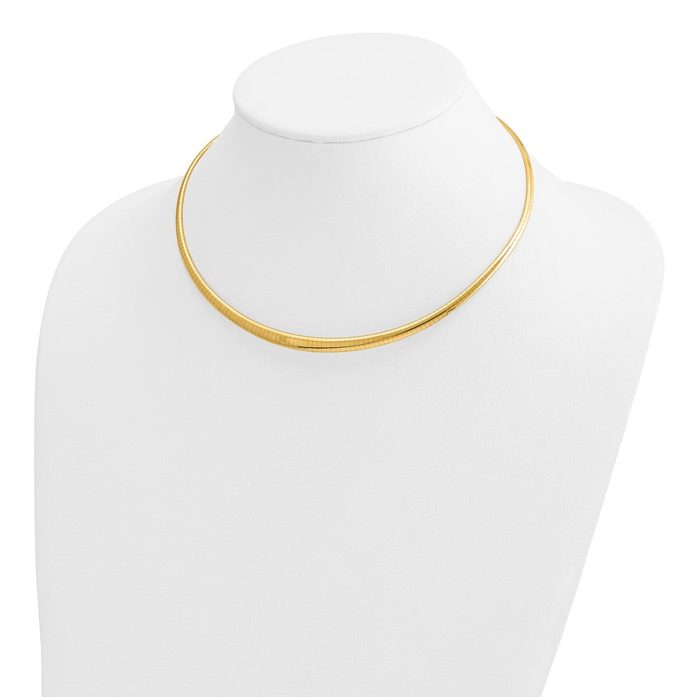 14K Yellow Gold Polished 3/6mm Graduated Omega Necklace