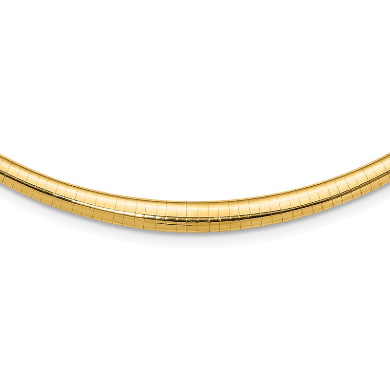 14K Yellow Gold Polished 3/6mm Graduated Omega Necklace
