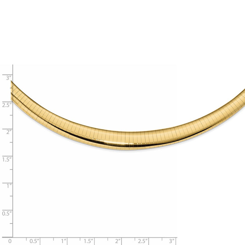 14K Yellow Gold Polished 4/8mm Graduated Omega Necklace