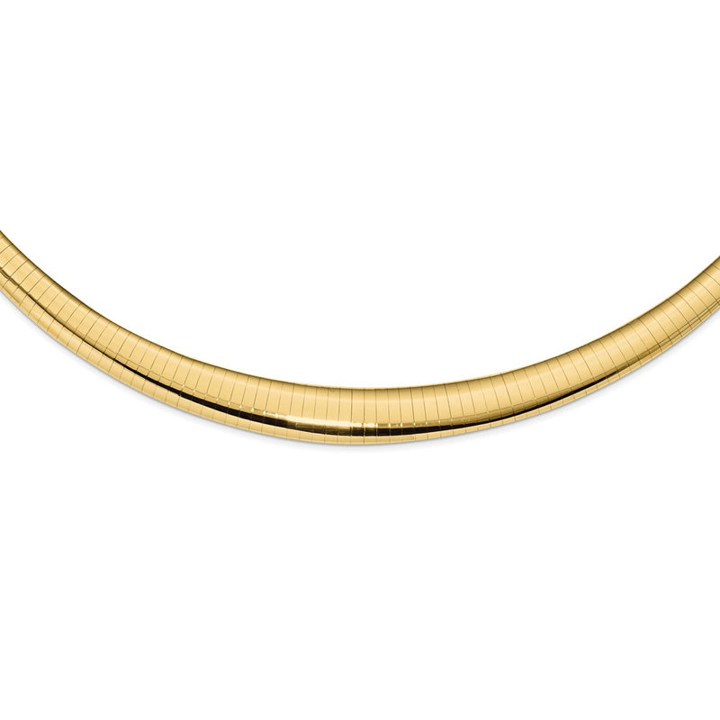 14K Yellow Gold Polished 4/8mm Graduated Omega Necklace
