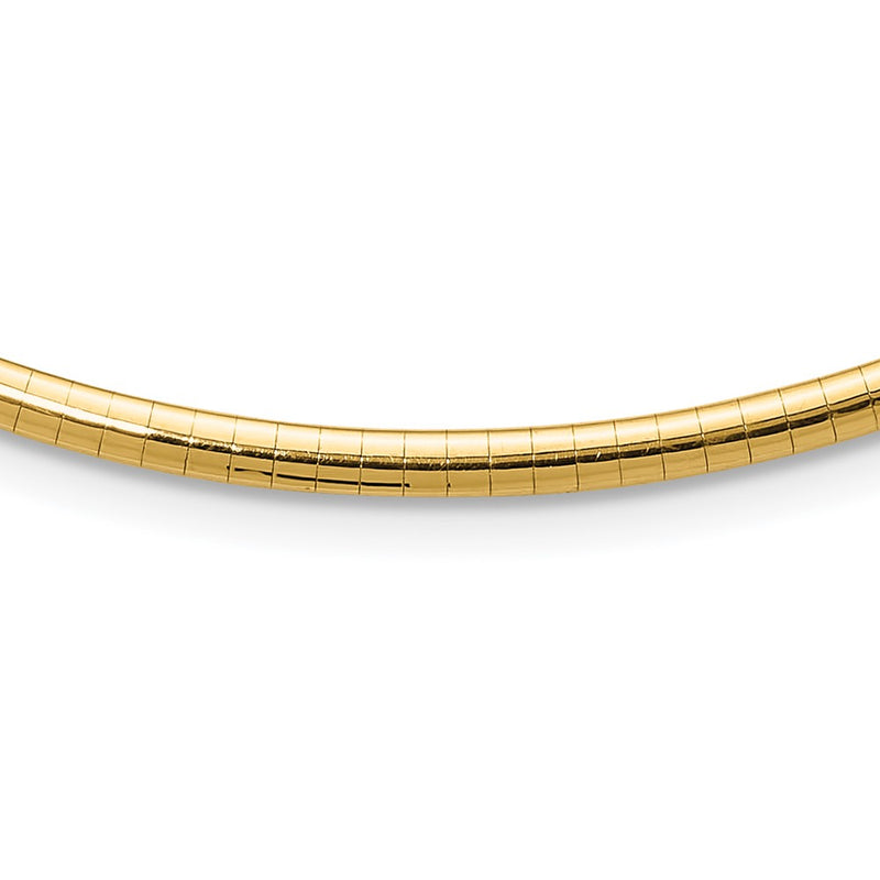 14K Yellow Gold 3mm Lightweight Omega Necklace