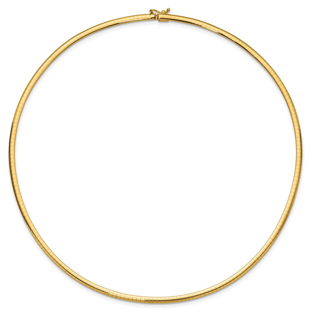 14K Yellow Gold 3mm Lightweight Omega Necklace