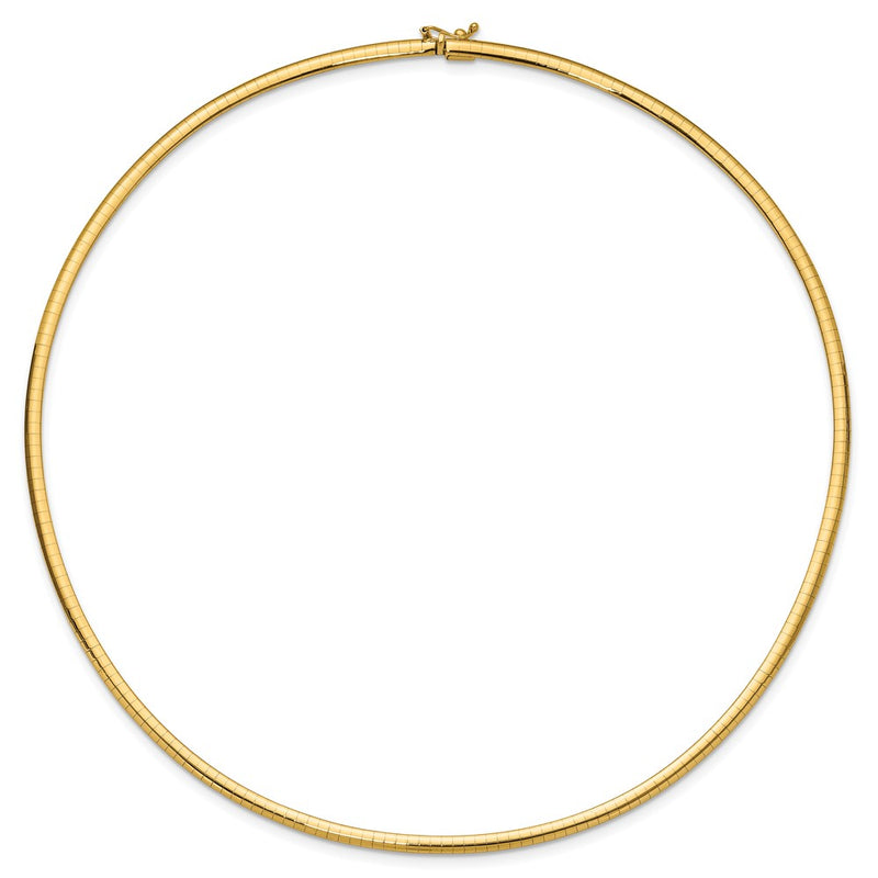 14K Yellow Gold 3mm Lightweight Omega Necklace