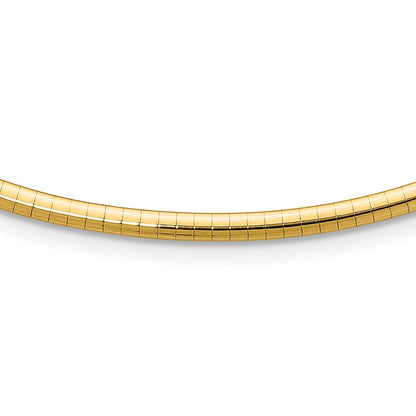 14K Yellow Gold 3mm Lightweight Omega Necklace