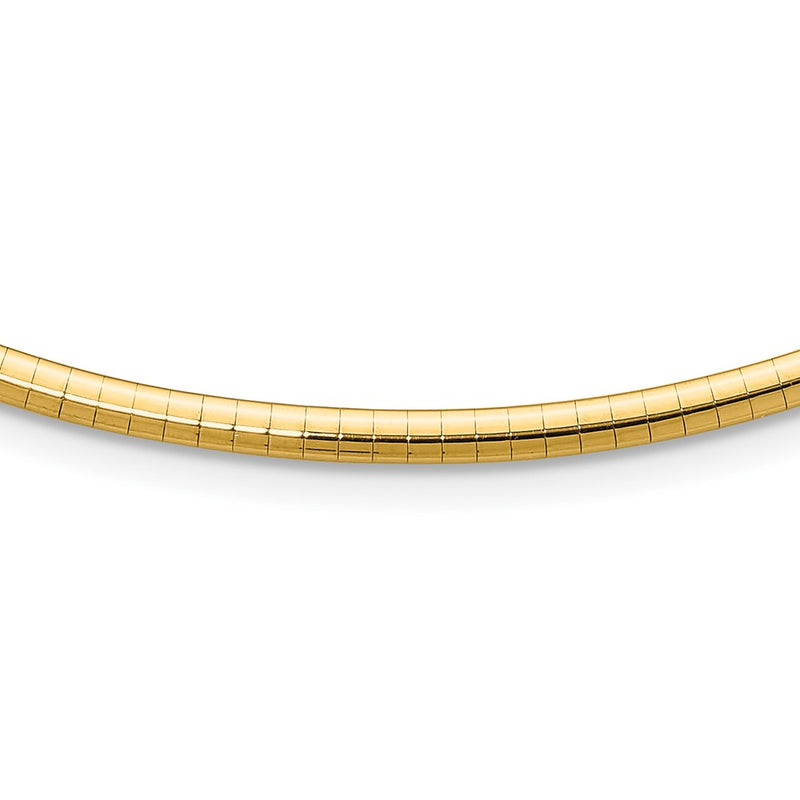 14K Yellow Gold 3mm Lightweight Omega Necklace