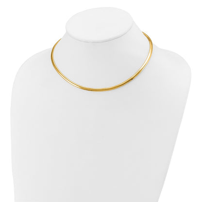 14K Yellow Gold 4mm Lightweight Domed Omega Necklace