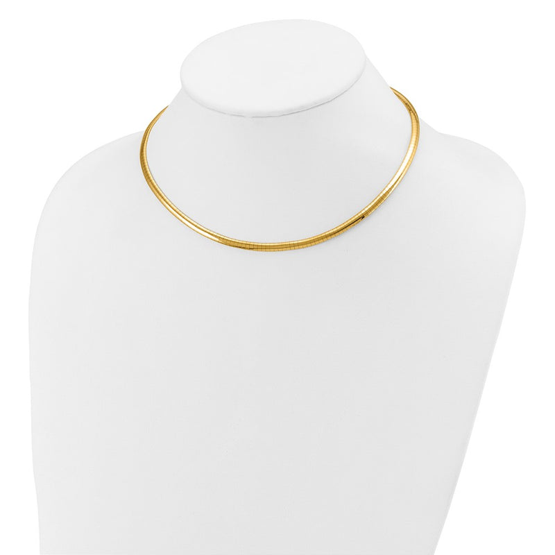 14K Yellow Gold 4mm Lightweight Domed Omega Necklace