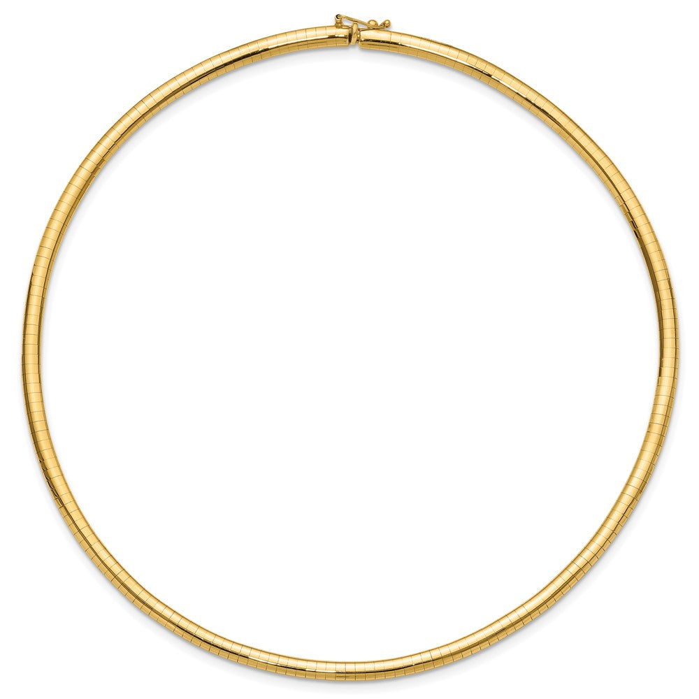 14K Yellow Gold 4mm Lightweight Domed Omega Necklace