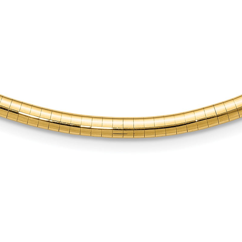 14K Yellow Gold 4mm Lightweight Domed Omega Necklace