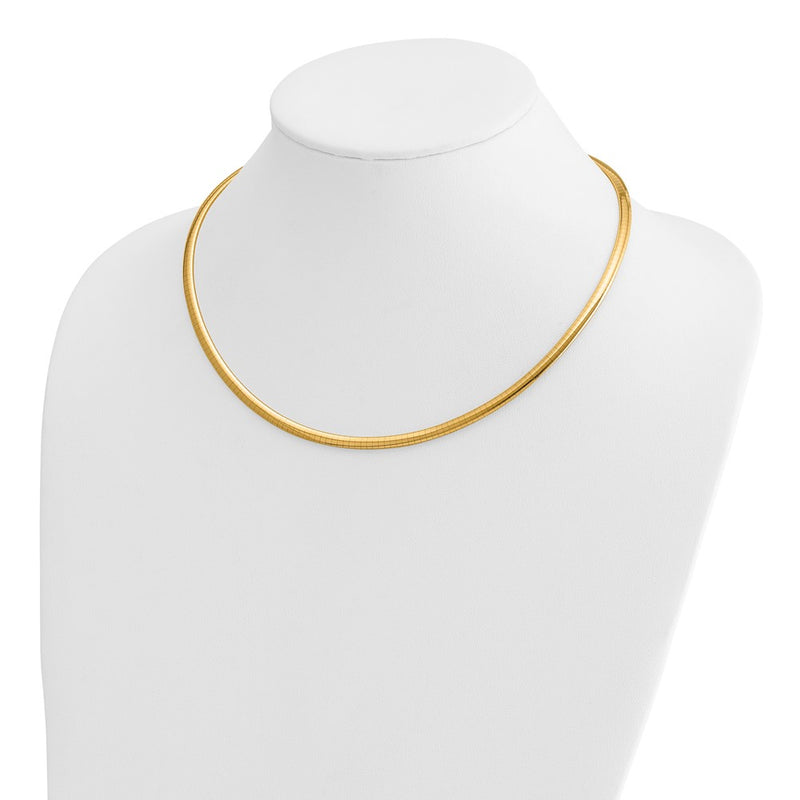 14K Yellow Gold 4mm Lightweight Domed Omega Necklace